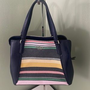Kate Spade Jackson Boardwalk Crossbody Blue Leather pink yellow striped bag